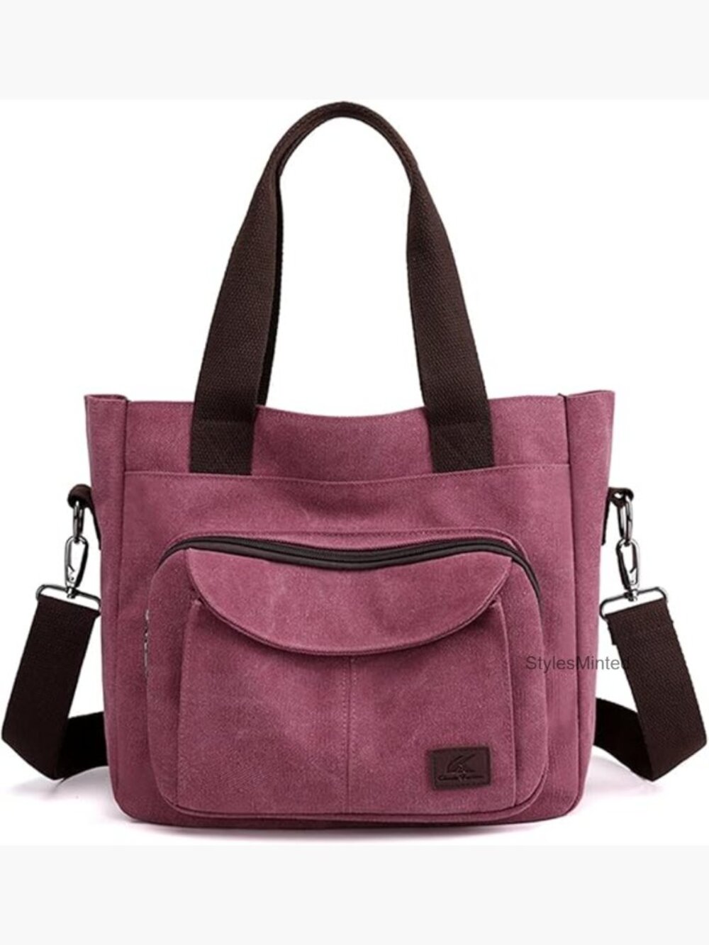 Canvas Tote Purse Crossbody Bag Multi-pocket Work Tote